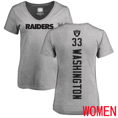 Oakland Raiders Ash Women DeAndre Washington Backer NFL Football #33 T Shirt->women nfl jersey->Women Jersey